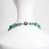 "Turquoise Flowers" Vintage 1950's Turquoise & Rhinestone Miriam Haskell Necklace