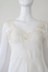 "Floral Lace Sweetheart" Vintage 1930's Floral Lace & Rayon Gown UK 8-10 US 4-6