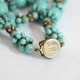 "Turquoise Flowers" Vintage 1950's Turquoise & Rhinestone Miriam Haskell Necklace