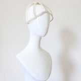 "Scattered Pearls" Vintage 1970's Wire & Pearl Beaded Juliet Cap