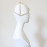 "Scattered Pearls" Vintage 1970's Wire & Pearl Beaded Juliet Cap
