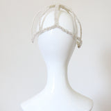 "Scattered Pearls" Vintage 1970's Wire & Pearl Beaded Juliet Cap
