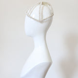 "Scattered Pearls" Vintage 1970's Wire & Pearl Beaded Juliet Cap