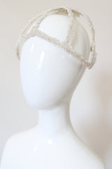 "Scattered Pearls" Vintage 1970's Wire & Pearl Beaded Juliet Cap