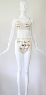"Sweetheart" Vintage 1940's Rayon Embroidered Sweetheart Lingerie Set UK 8 US 4