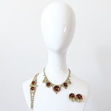 "Chartreuse & Bronze Rhinestone" Vintage 1950's Rhinestone Jewellery Set