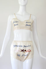 "Sweetheart" Vintage 1940's Rayon Embroidered Sweetheart Lingerie Set UK 8 US 4