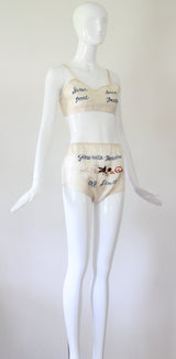 "Sweetheart" Vintage 1940's Rayon Embroidered Sweetheart Lingerie Set UK 8 US 4