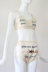 "Sweetheart" Vintage 1940's Rayon Embroidered Sweetheart Lingerie Set UK 8 US 4