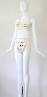 "Sweetheart" Vintage 1940's Rayon Embroidered Sweetheart Lingerie Set UK 8 US 4