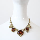"Chartreuse & Bronze Rhinestone" Vintage 1950's Rhinestone Jewellery Set