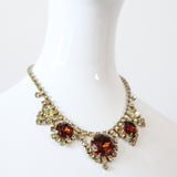 "Chartreuse & Bronze Rhinestone" Vintage 1950's Rhinestone Jewellery Set
