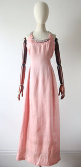 "Perfectly Pink Dior" Vintage 1960's Christian Dior Pink Silk & Rhinestone Gown UK 10-12 US 6-8