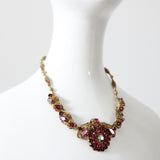 "Filigree Pink Rhinestones" Vintage 1940's West German Pink Rhinestone Demi-Parure Set