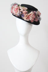 "Pastel Roses" Vintage 1940's Pastel Rose & Veil Hat