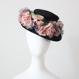 "Pastel Roses" Vintage 1940's Pastel Rose & Veil Hat