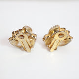 "Gold Rhinestones & Cabochon" Vintage 1950's Gold Rhinestone & Cabochon Clip on Earrings