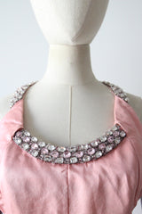 "Perfectly Pink Dior" Vintage 1960's Christian Dior Pink Silk & Rhinestone Gown UK 10-12 US 6-8