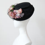 "Pastel Roses" Vintage 1940's Pastel Rose & Veil Hat