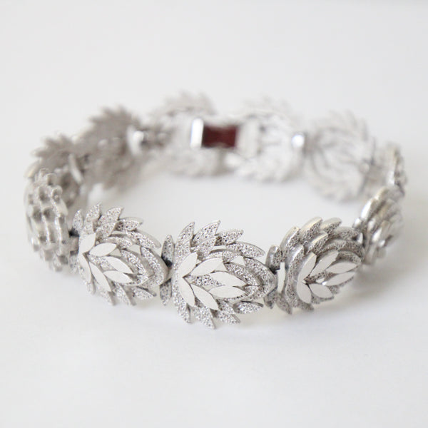 "Silver Leaves" Vintage 1950's Silver Leaf Link Bracelet