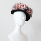 "Pastel Roses" Vintage 1940's Pastel Rose & Veil Hat