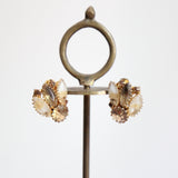 "Gold Rhinestones & Cabochon" Vintage 1950's Gold Rhinestone & Cabochon Clip on Earrings