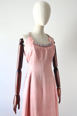 "Perfectly Pink Dior" Vintage 1960's Christian Dior Pink Silk & Rhinestone Gown UK 10-12 US 6-8