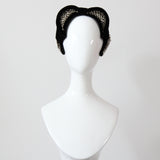 "Velvet & Pearls" Vintage 1940's Widows Peak Velvet Beaded Hat