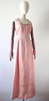 "Perfectly Pink Dior" Vintage 1960's Christian Dior Pink Silk & Rhinestone Gown UK 10-12 US 6-8