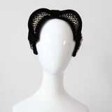 "Velvet & Pearls" Vintage 1940's Widows Peak Velvet Beaded Hat