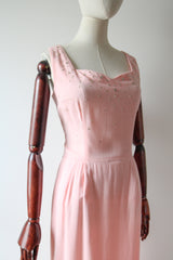 "Scattered Rhinestones" Vintage 1950's Pink Cotton Rhinestone Embellished Dress UK 12 US 8