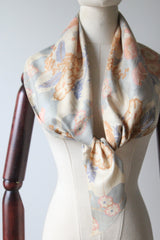 "Muted Florals" Vintage 1920's Pongee Silk Neck Scarf