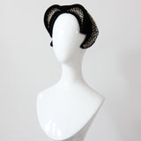 "Velvet & Pearls" Vintage 1940's Widows Peak Velvet Beaded Hat