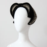 "Velvet & Pearls" Vintage 1940's Widows Peak Velvet Beaded Hat