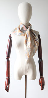 "Muted Florals" Vintage 1920's Pongee Silk Neck Scarf