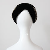"Velvet & Pearls" Vintage 1940's Widows Peak Velvet Beaded Hat