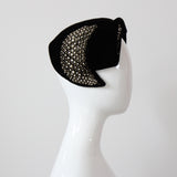 "Velvet & Pearls" Vintage 1940's Widows Peak Velvet Beaded Hat