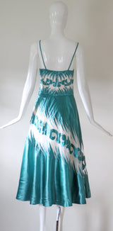 "Satin & Tulle " Vintage late 1940's Turquoise Satin & Cotton Tulle Dress UK 8 US 4