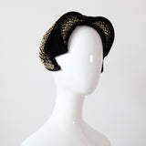 "Velvet & Pearls" Vintage 1940's Widows Peak Velvet Beaded Hat