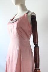 "Perfectly Pink Dior" Vintage 1960's Christian Dior Pink Silk & Rhinestone Gown UK 10-12 US 6-8