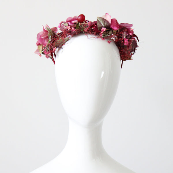 "Dark Fuchsia Florals" Vintage 1950's Floral Percher Hat