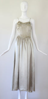 "Sage Green Satin" Vintage 1940's Sage Green Satin Evening Gown UK 8 US 4