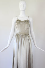 "Sage Green Satin" Vintage 1940's Sage Green Satin Evening Gown UK 8 US 4