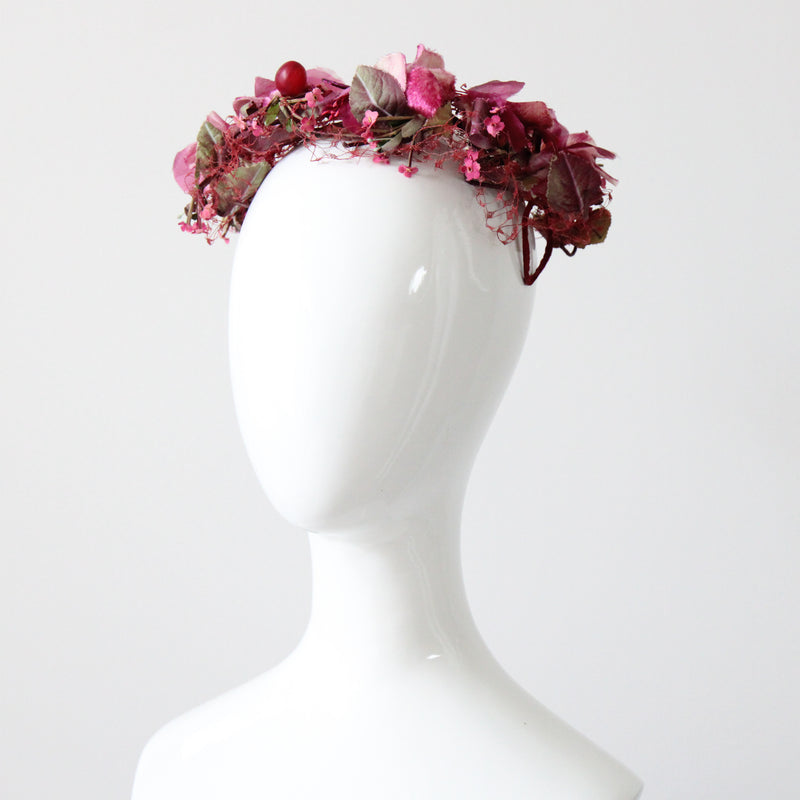"Dark Fuchsia Florals" Vintage 1950's Floral Percher Hat