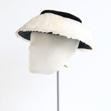 "Soft Petals & Velvet" Vintage 1960's Black Velvet & Cream Petal Saucer Hat