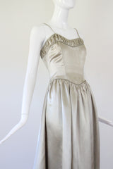 "Sage Green Satin" Vintage 1940's Sage Green Satin Evening Gown UK 8 US 4