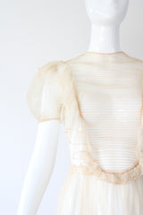 "Organza Pleats" Vintage 1930's Cream Silk Organza Pleated Detail Gown UK 6 US 2