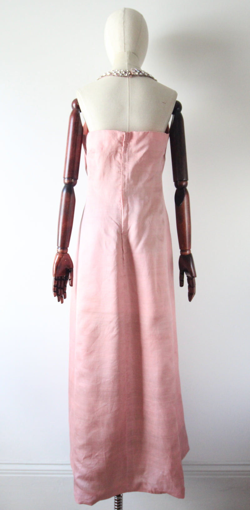 "Perfectly Pink Dior" Vintage 1960's Christian Dior Pink Silk & Rhinestone Gown UK 10-12 US 6-8