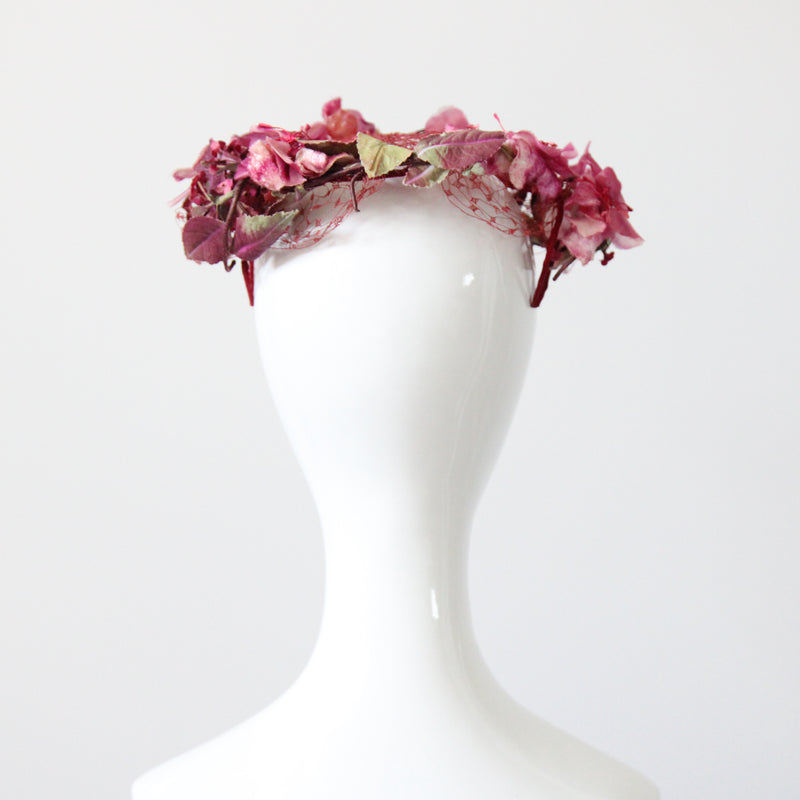 "Dark Fuchsia Florals" Vintage 1950's Floral Percher Hat