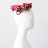 "Dark Fuchsia Florals" Vintage 1950's Floral Percher Hat